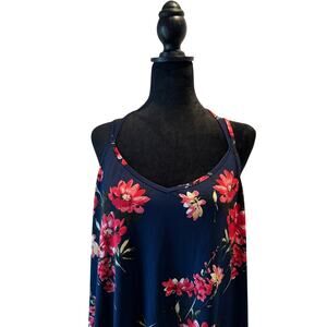 Women's Papermoon Sleeveless Basima Back Detail Blue Foral Top Size 3X, NWT